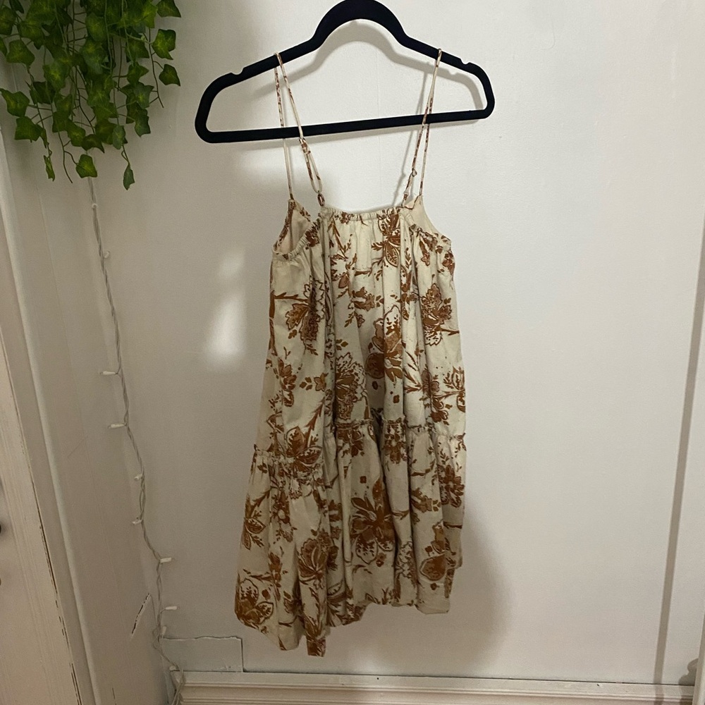 Abercrombie & Fitch Cream and Brown Floral Dress - Picture 2 of 3